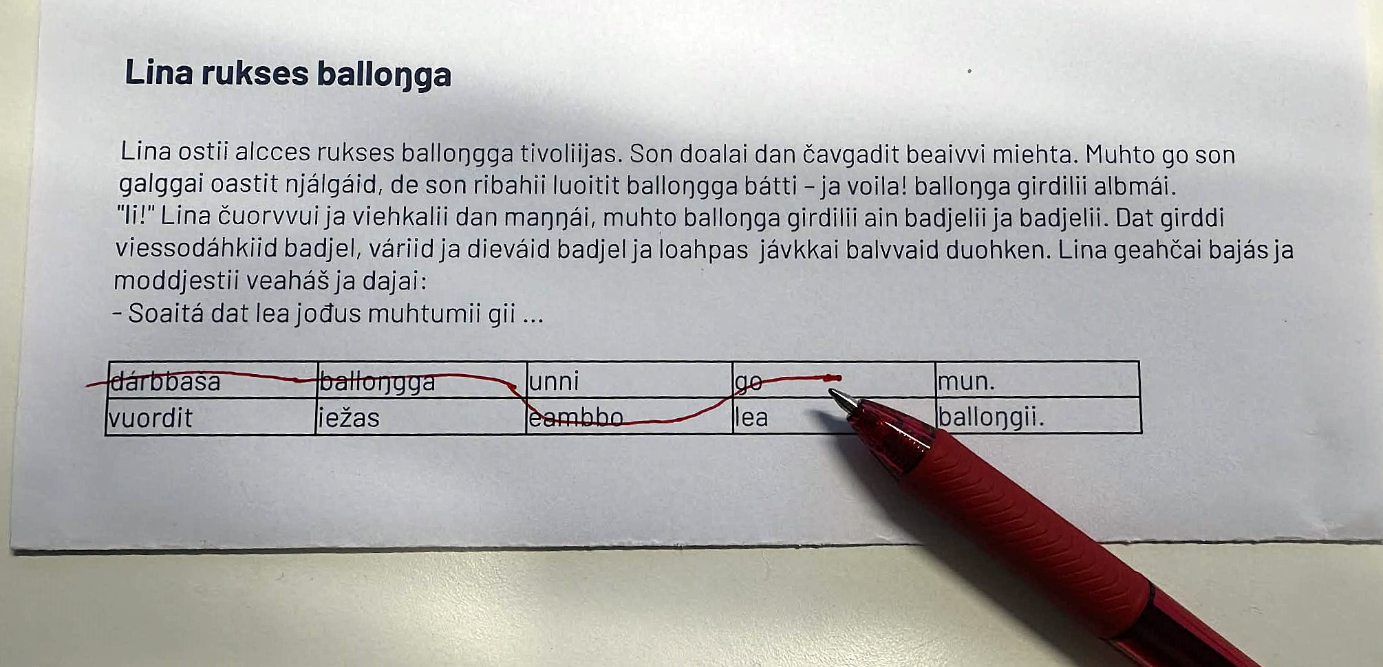 Leseorm arbeidsark rød pen